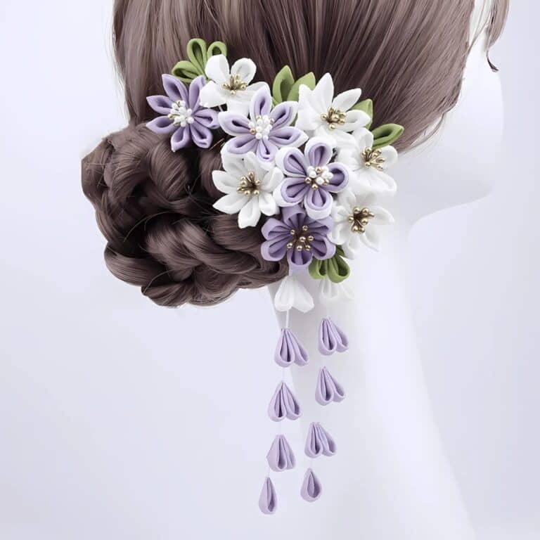 Kanzashi japonais beige