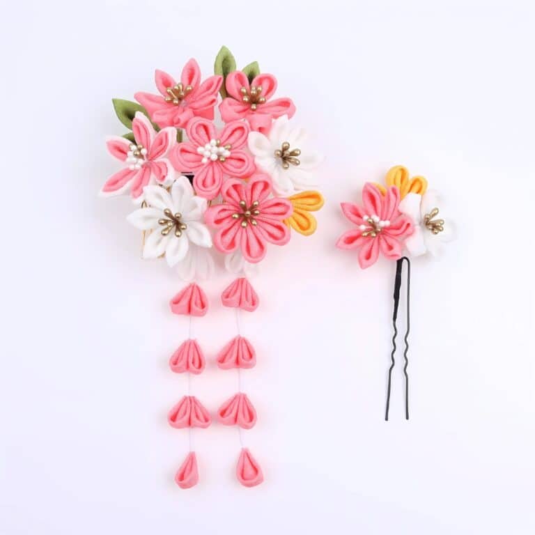 Kanzashi japonais beige