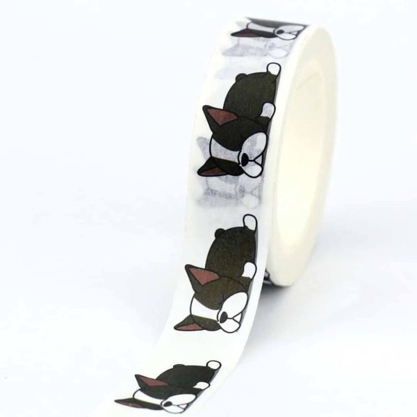 Papier washi ​autocollant chien boston terrier