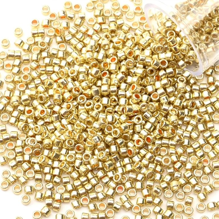 Perles japonaises en verre​ 11/0 métal or clair (ø 2 mm)