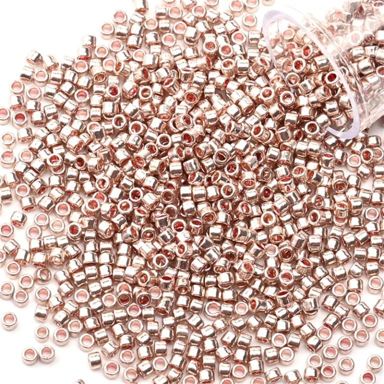 Perles japonaises en verre​ 11/0 métal rose doré (ø 2 mm)