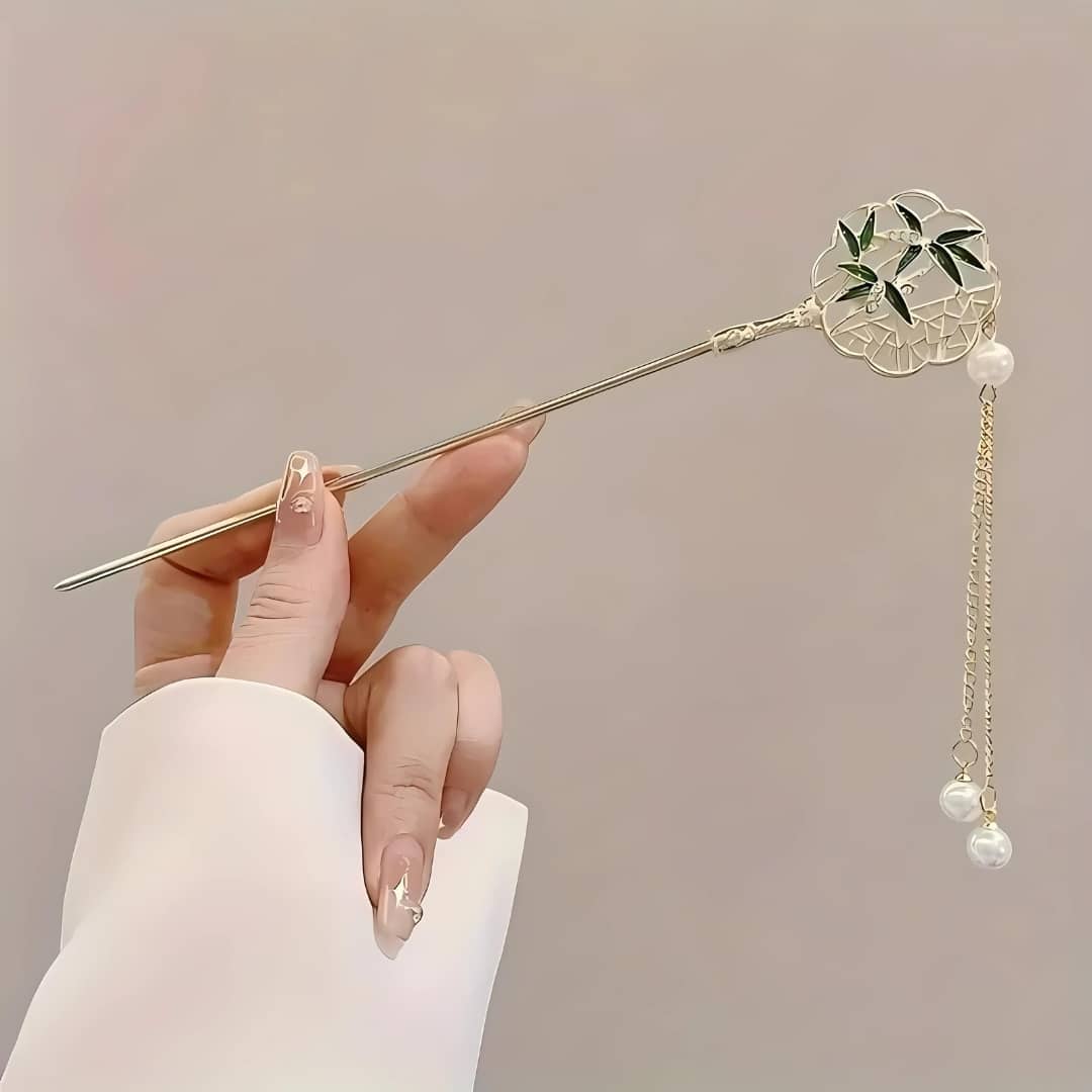 Baguette japonaise pour cheveux​ feuilles de bambou
