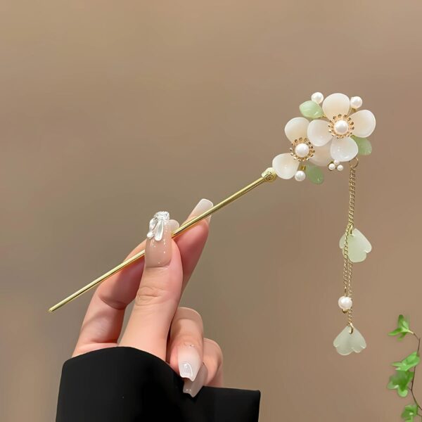 Baguette pour Chignon Nacrée Blanche