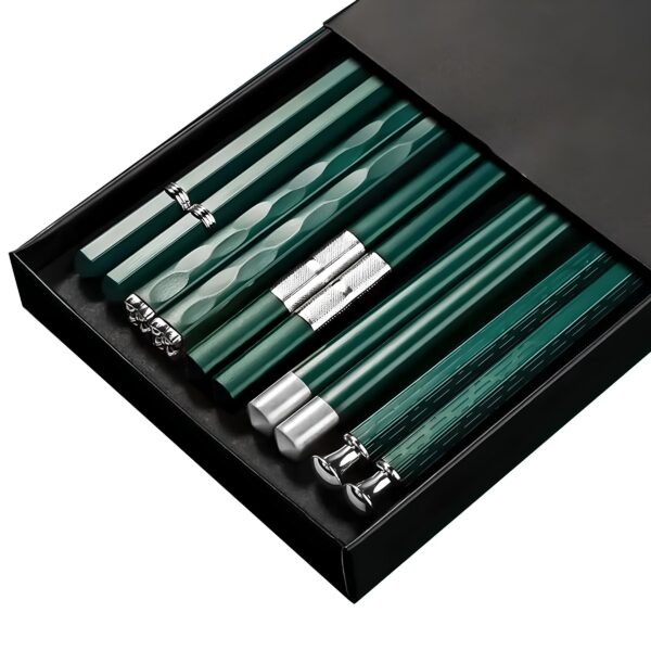 Kit de baguettes japonaises réutilisables vertes