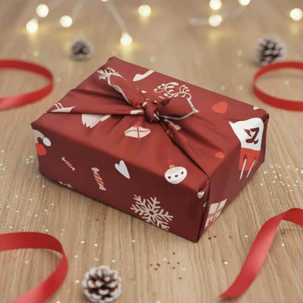 Emballage Cadeau Tissu Furoshiki Rennes de Noël