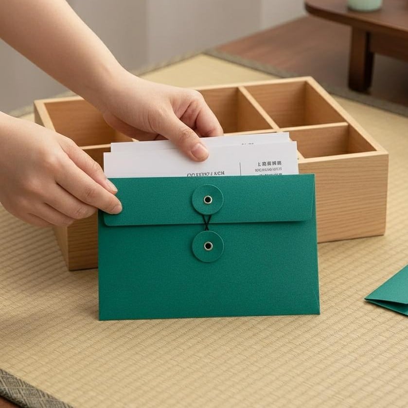 Enveloppe Fermeture Japonaise A6 Verte – 10 (1)