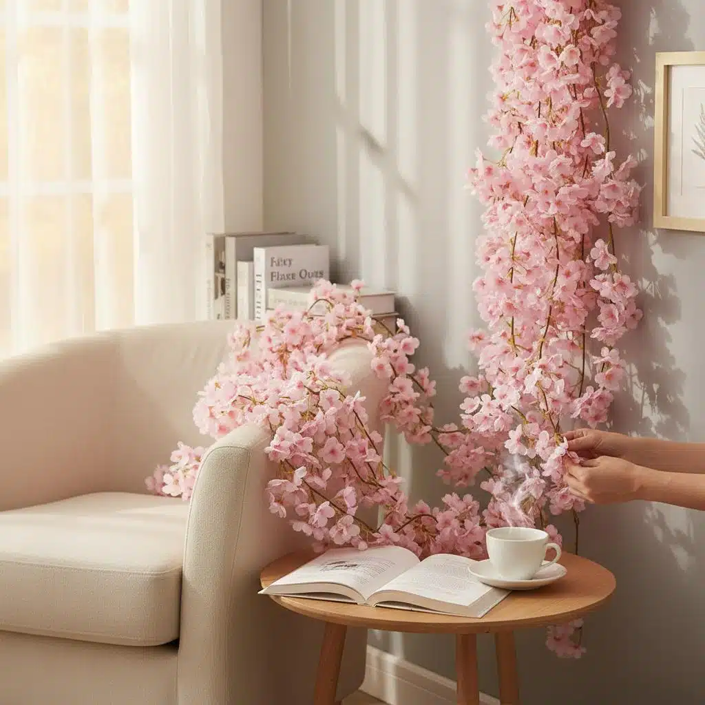 girlande Fleur de Cerisier Japonais Artificiel Rose Doux – picture 2