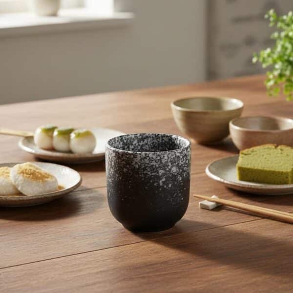 Tasse à Thé Japonaise Éclaboussures Blanches