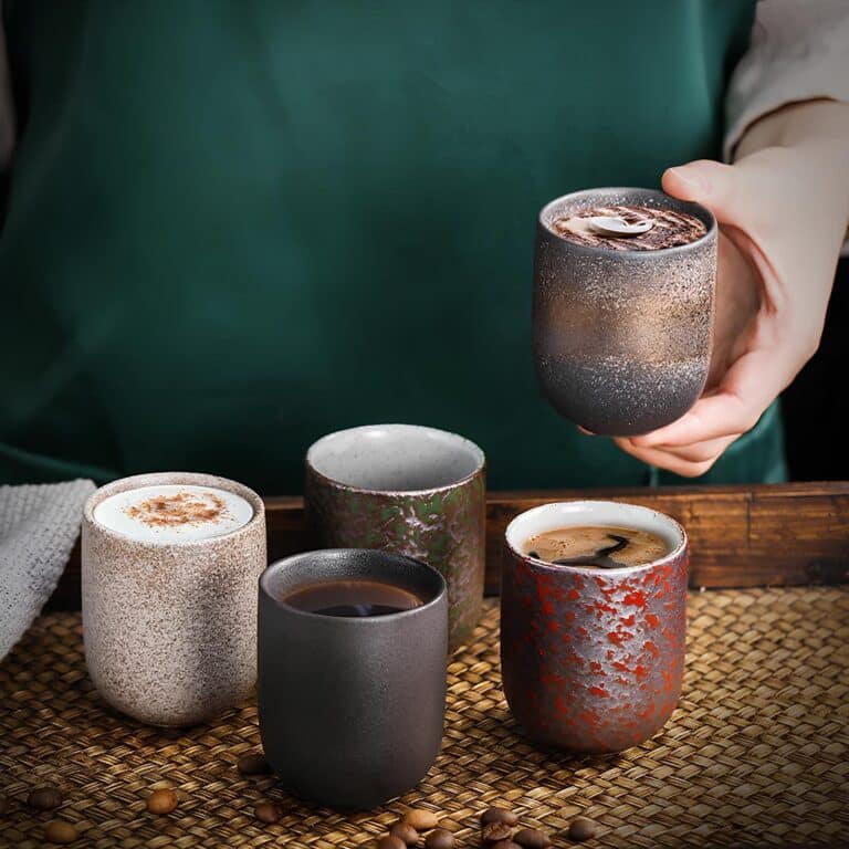 Tasse céramique japonaise​ beige granulée