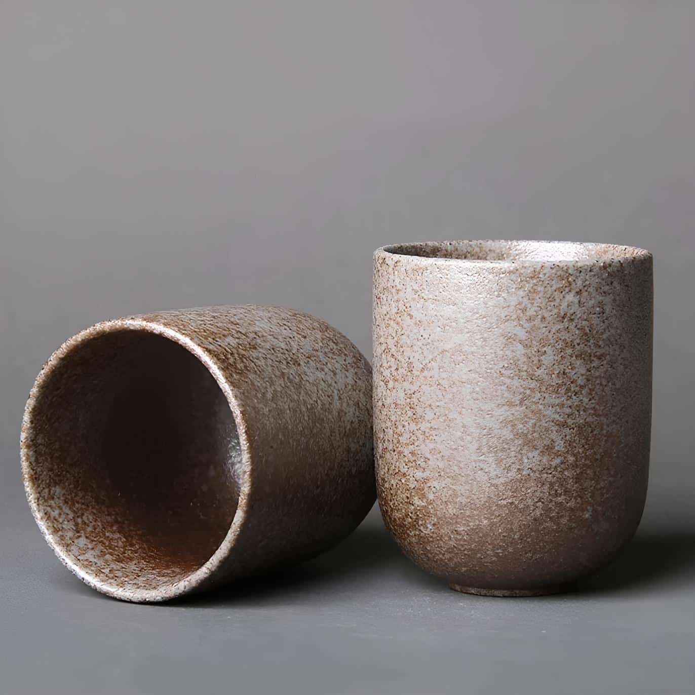 Tasse céramique japonaise​ beige granulée