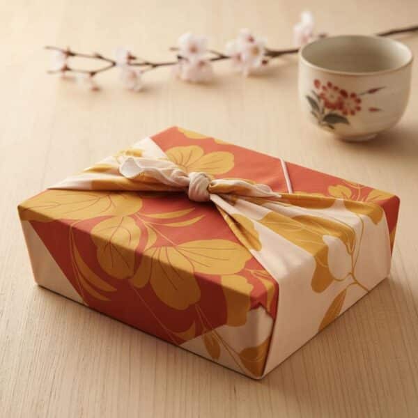 Tissu Japonais Furoshiki Feuilles Dorées