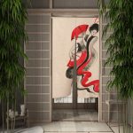 Noren japonais lin courbes ondulées