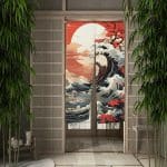Rideau Motif Japonais Grande Vague & Ciel Rougeoyant - picture