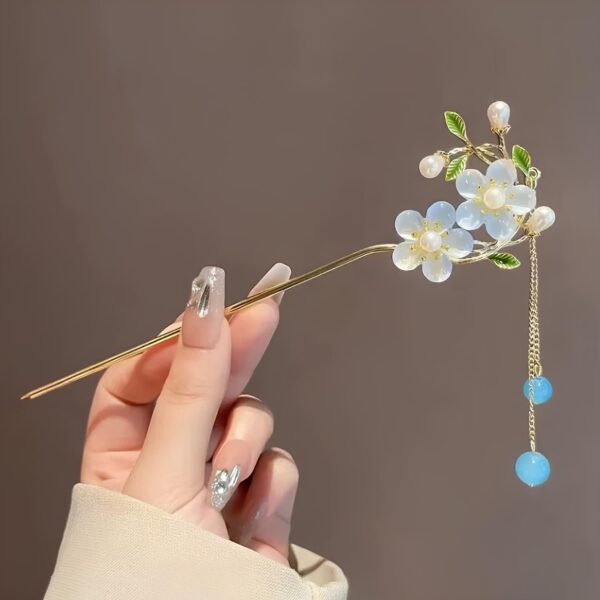 Baton a Cheveux​ Lignes Bleutées