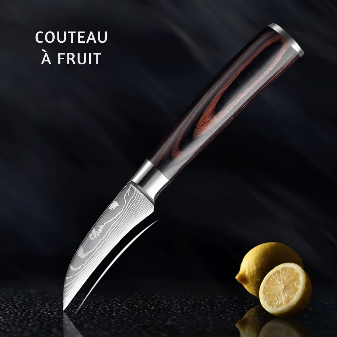 Couteau à fruit japonais acier inoxydable | manche brun 3''