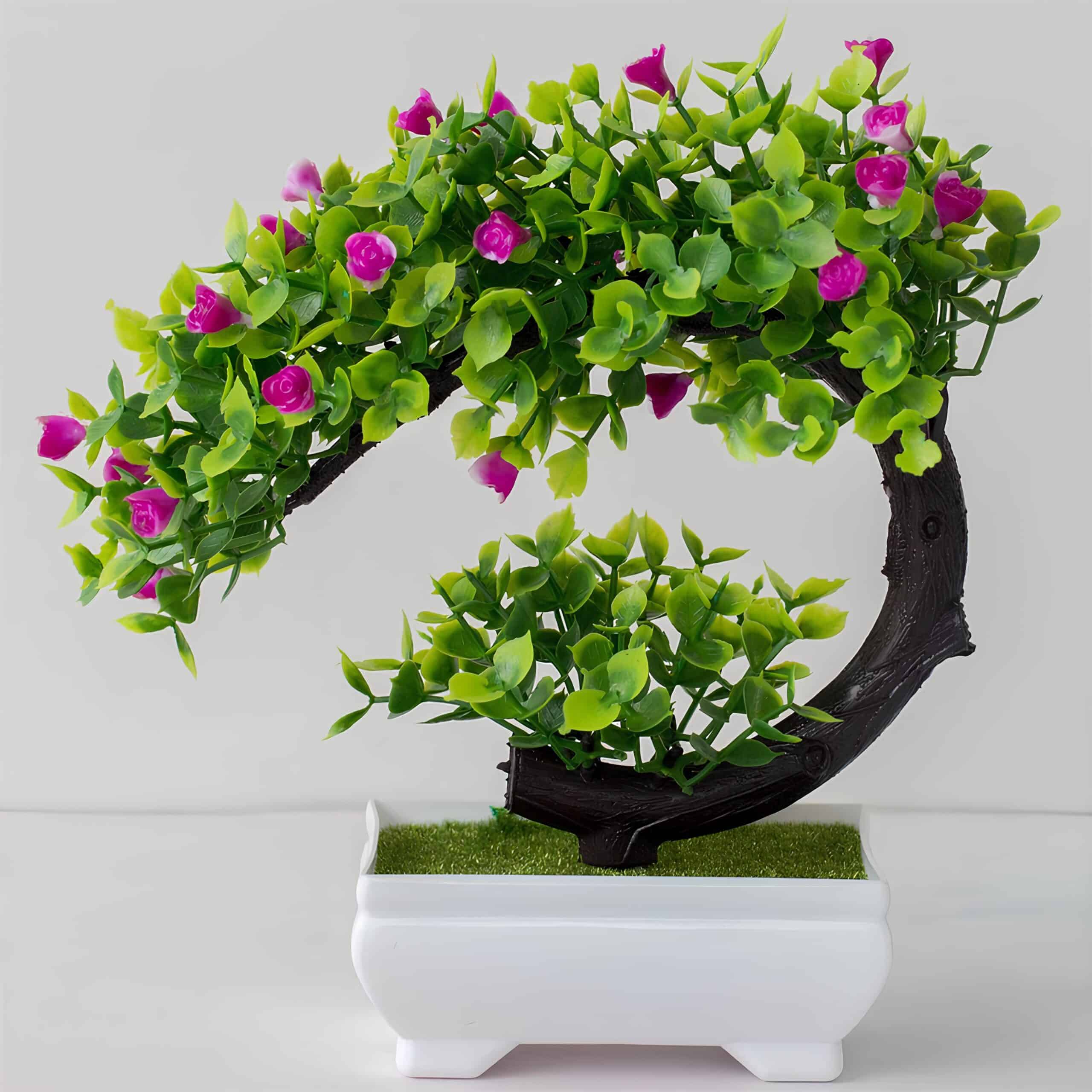 Bonzai artificiel​​​​​​​ fleurs mauves - 20 cm