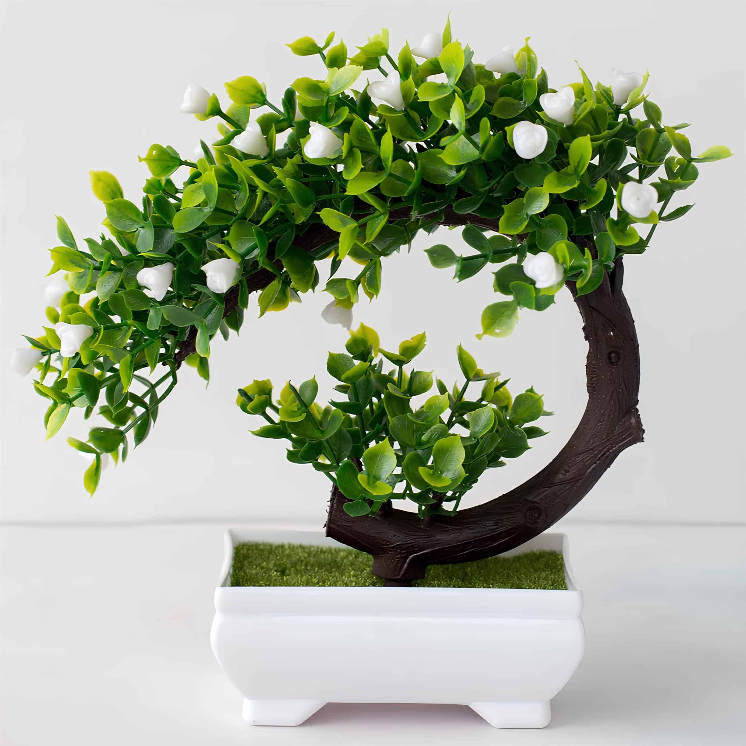 Bonsaï artificiel​​​ fleurs blanches - 20 cm
