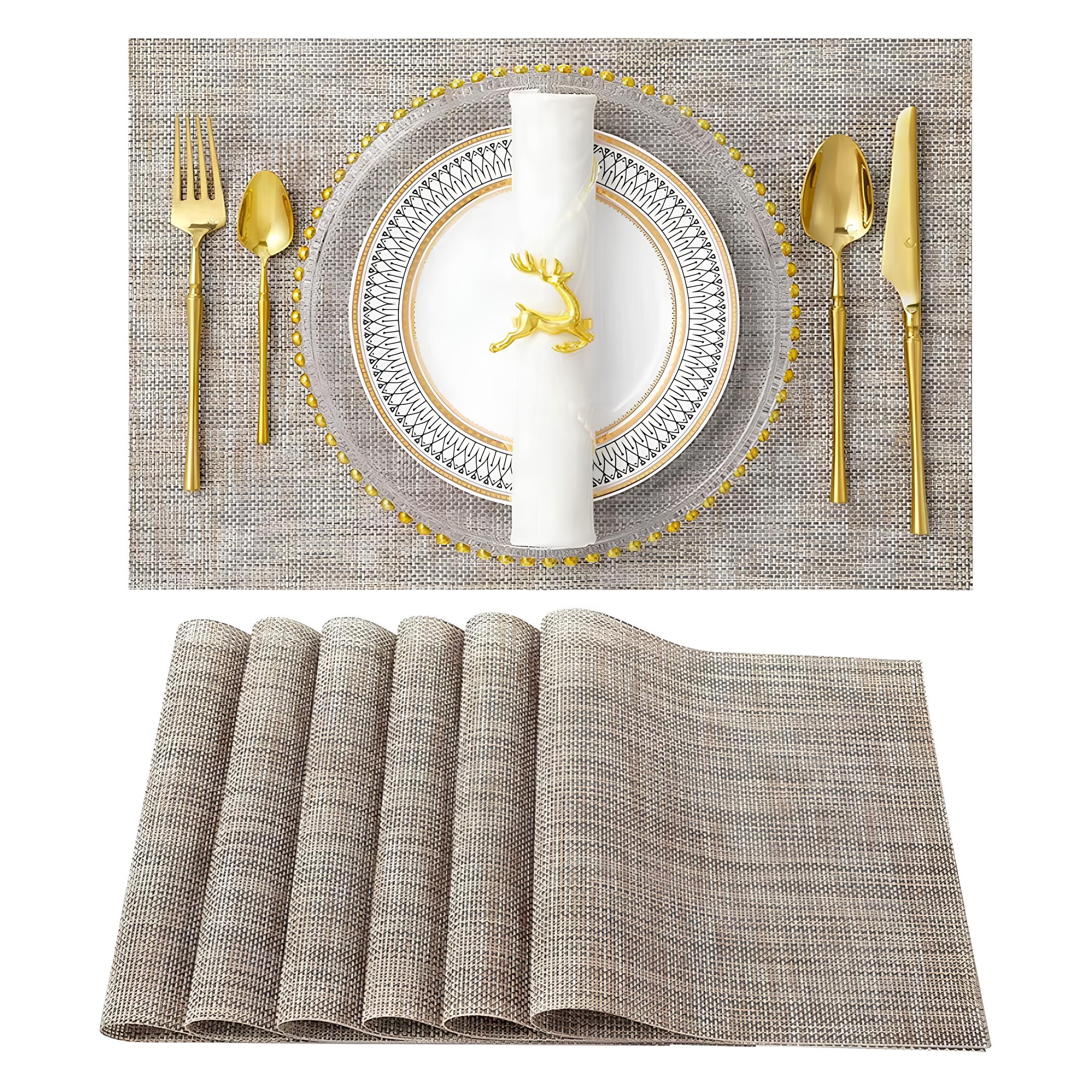 Sets de table rectangulaire gris clair - Set de 8