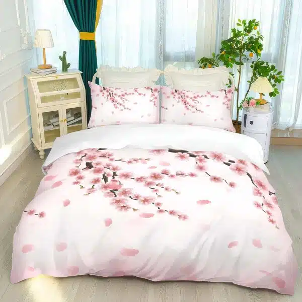 Parure de lit cerisier Japonais pétales rosés