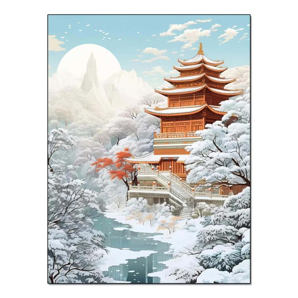 Toile diamant temple traditionnel japonais