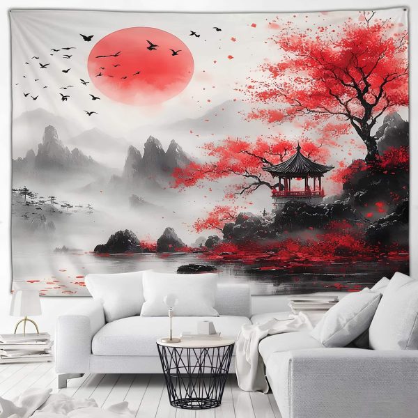 Étoffe décorative paysage japonais captivant