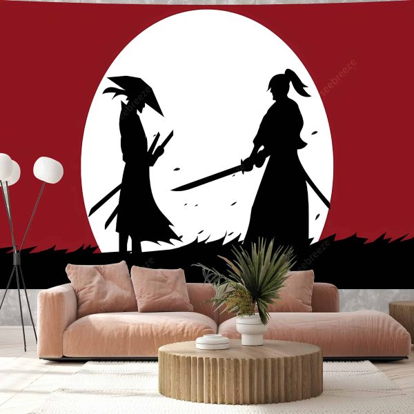 Habillage mural duel de samouraïs