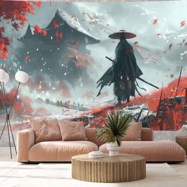 Tenture décorative samouraï solitaire