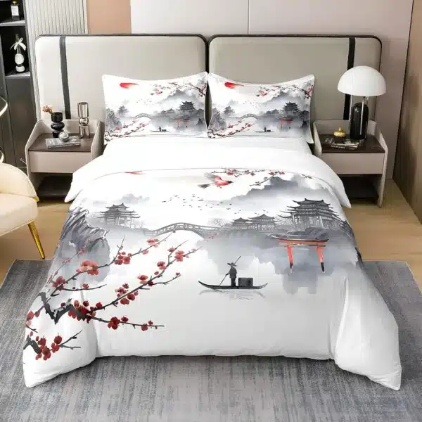 Parure de lit japonais paysages traditionnels