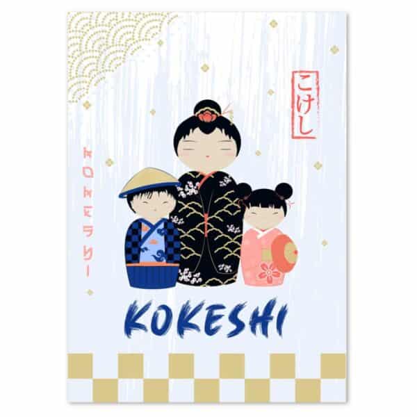 Poster sur toile Kokeshi