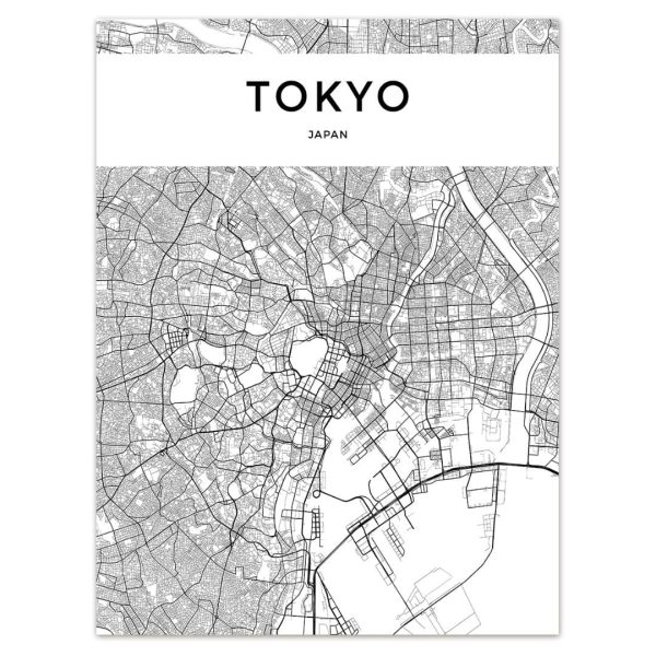 Art Mural Toile Carte Ville de Tokyo