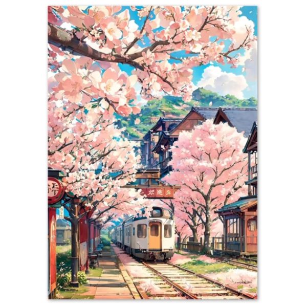 Tableau de cerisier japonais en pleine floraison