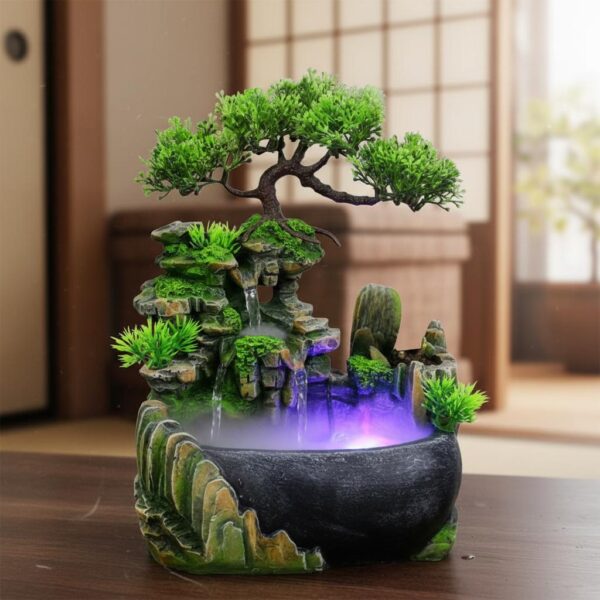 Mini fontaine d'intérieur style jardin japonais avec éclairage Led