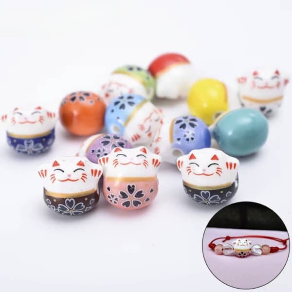 Perles Chat Maneki Neko en Céramique