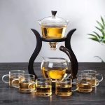Théière en Verre avec Infuseur sur Support en Bois 6