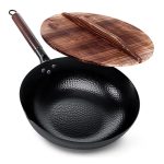 Wok Traditionnel en Acier Martelé avec Manche en Bois 5