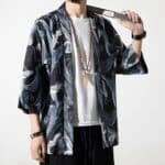 Veste D'été Style Traditionnel Japonais avec Motifs Japonais de Grues 1