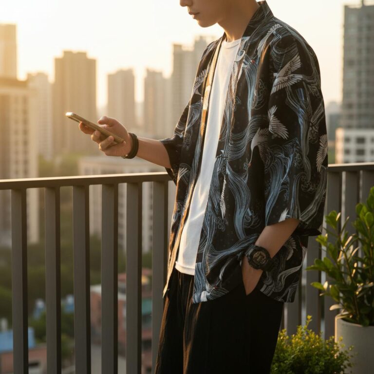 Veste-Dyty-Style-Traditionnel-Japonais-avec-Motifs-Japonais-de-Grues-picture-9570