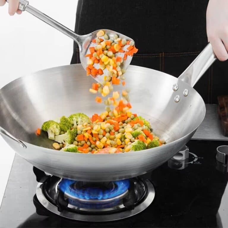 Wok en Acier Inoxydable avec Poignée Anti-brûlure pour Cuisine au Gaz 1