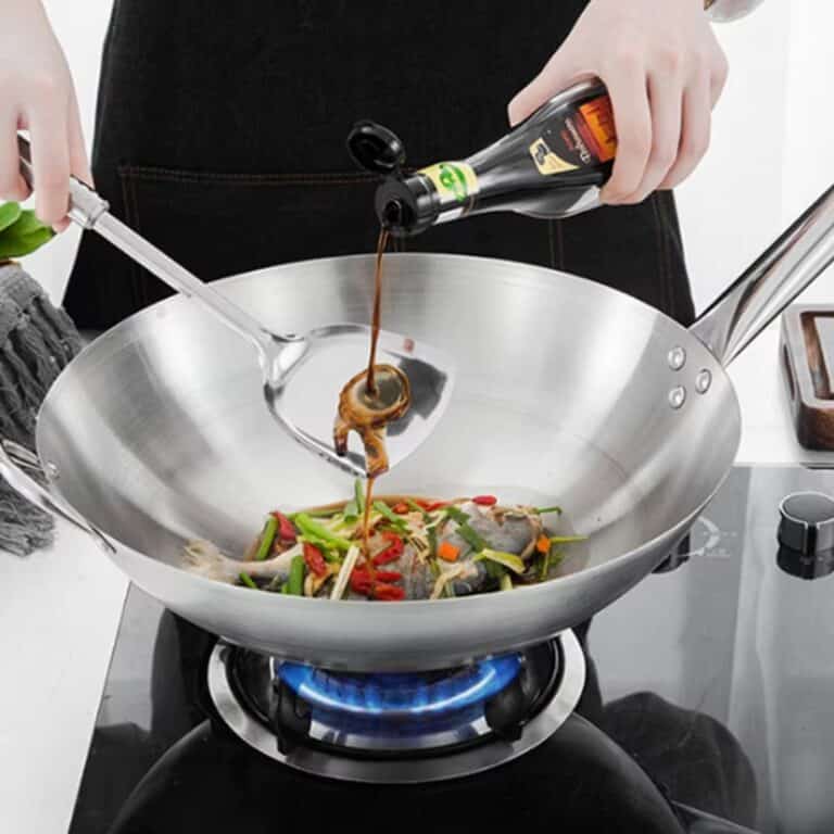 Wok en Acier Inoxydable avec Poignée Anti-brûlure pour Cuisine au Gaz 2