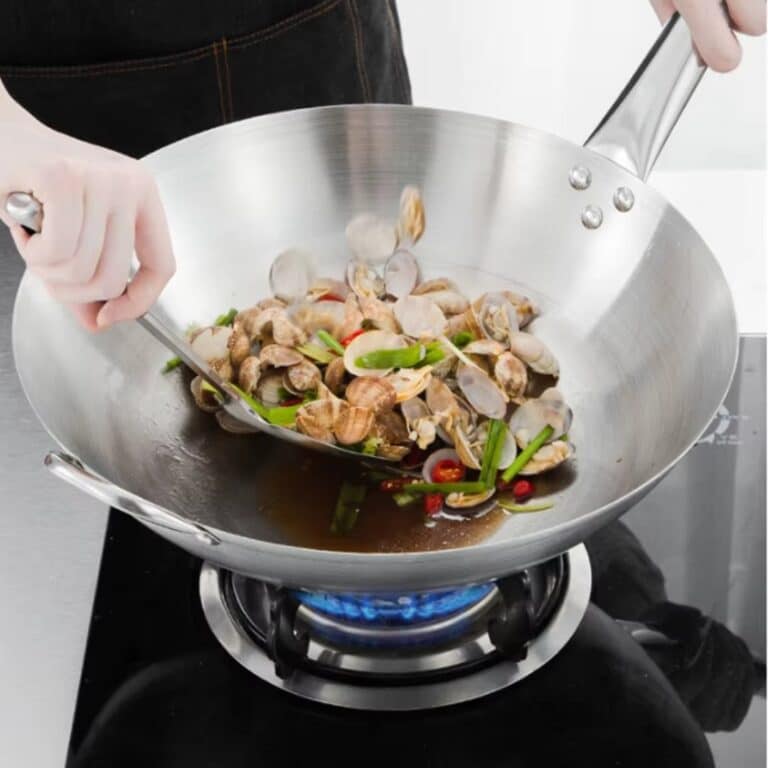 Wok en Acier Inoxydable avec Poignée Anti-brûlure pour Cuisine au Gaz 3