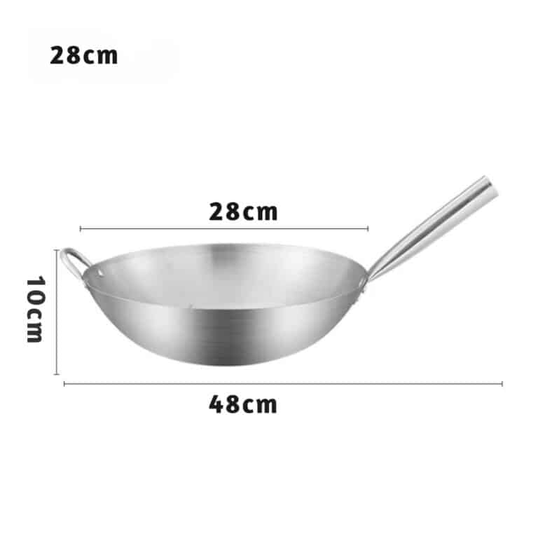 Wok en Acier Inoxydable avec Poignée Anti-brûlure pour Cuisine au Gaz 6