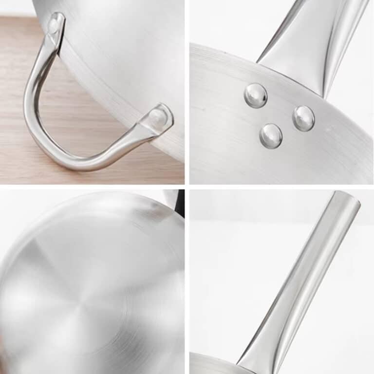 Wok en acier inoxydable avec poignée anti-brûlure pour cuisine au gaz - 85692