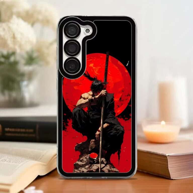 Étui pour iPhone et Samsung design de guerrier japonais et soleil levant