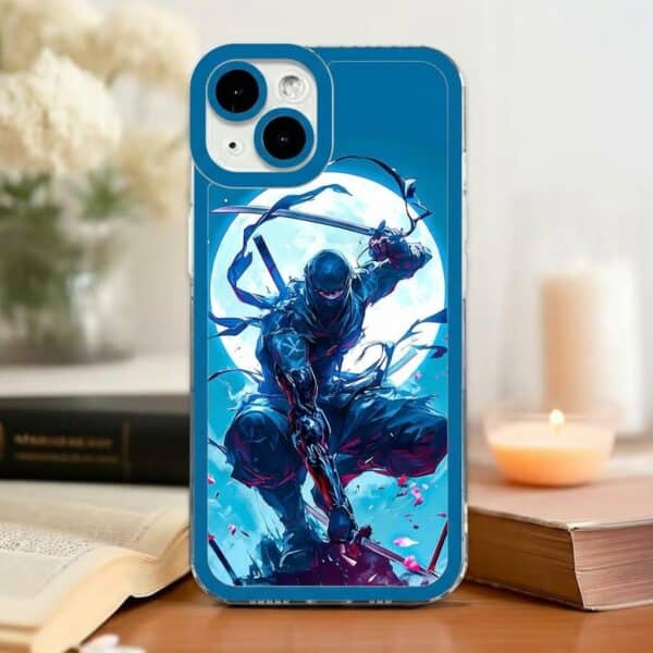 Protection pour iPhone et Samsung avec illustration de nuit d’un guerrier japonais