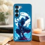Protection pour iPhoneet Samsung avec illustration de nuit d'un guerrier japonais