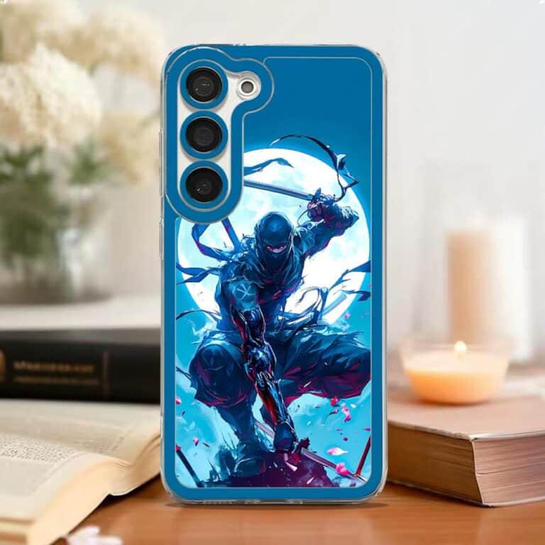 Protection pour iPhoneet Samsung avec illustration de nuit d'un guerrier japonais