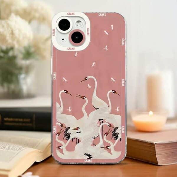 Étui pour smartphone design de grues japonaises et libellules