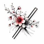 Fleurs et peigne japonais décoratif