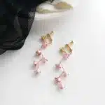 Boucles D'oreilles Pendantes à Clip sans Piercing Fleurs de Cerisier Sakura - galerie 4046