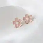 Boucles D'oreilles à Clip Fleurs de Sakura Rose - galerie 1628